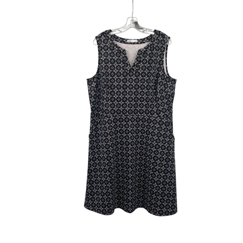 Croft & Barrow A-Line Dress Sleeveless Black/White Geometric Size XXL Pockets